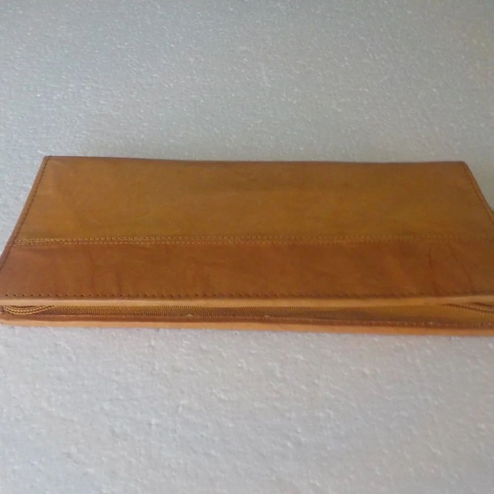 Leather RFID Blocking Travel Wallet - Tan